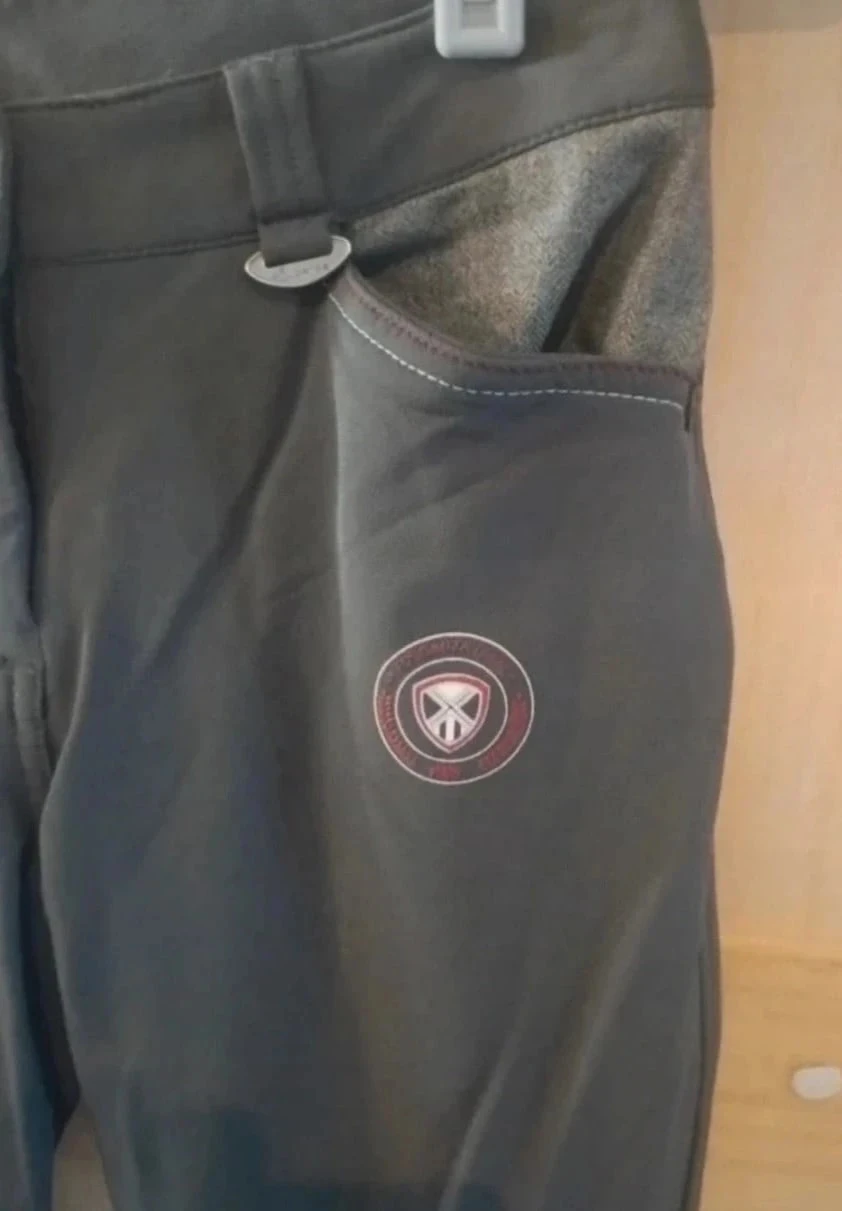 Calça de equitação feminina cinza/preto, Fouganza team T32 – photo 3